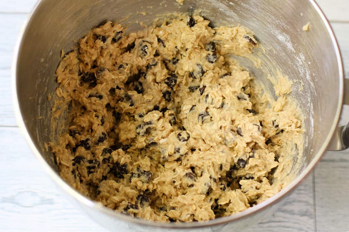 coconut oatmeal cookie dough in bowl