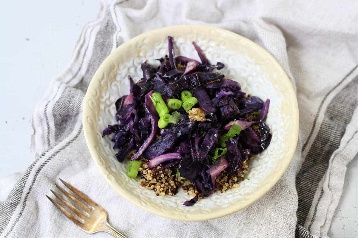 cooked quinoa and cooked red cabbage