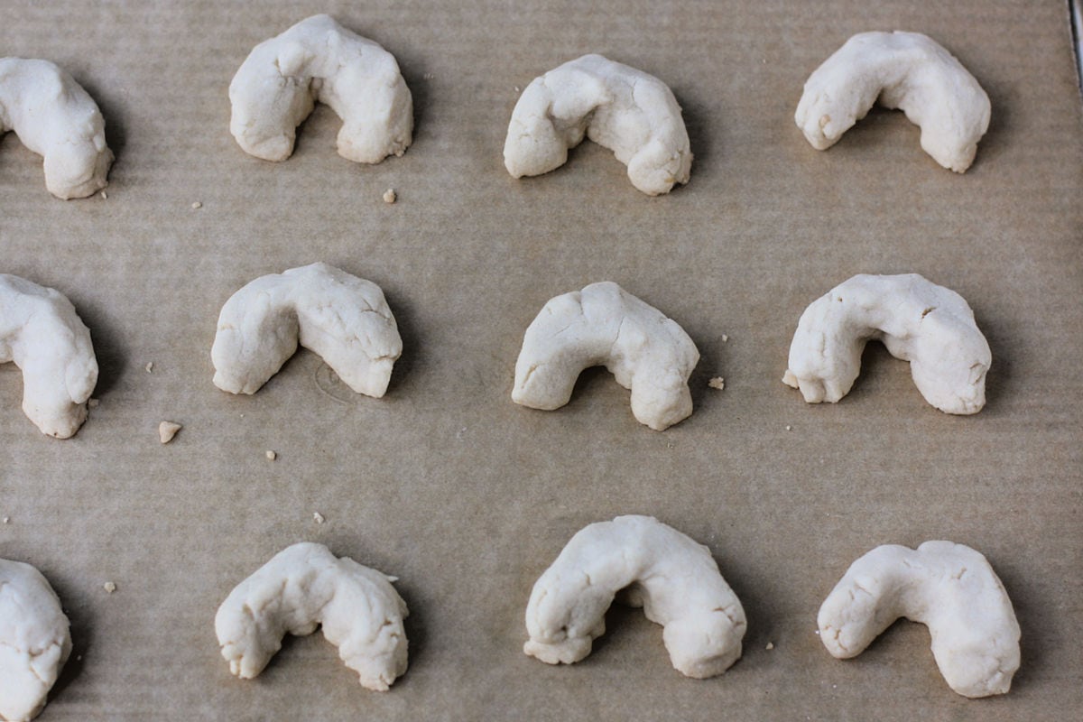 crescent cookies after baking