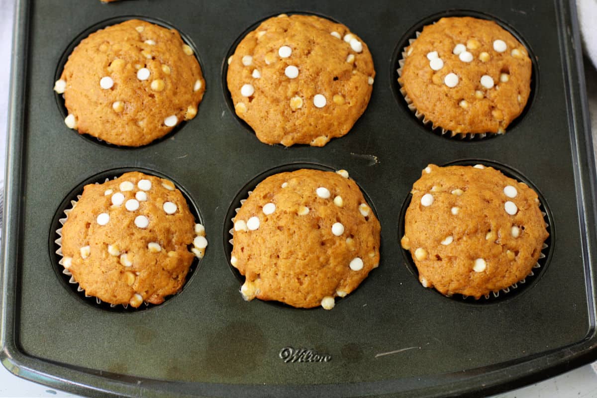 dairy free pumpkin muffins after baking