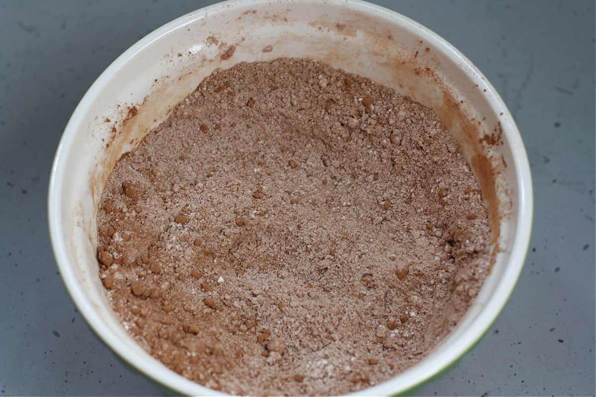 dry ingredients for chocolate cake