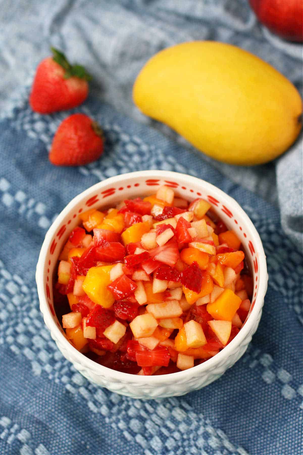fruit salsa with strawberries and mangoes