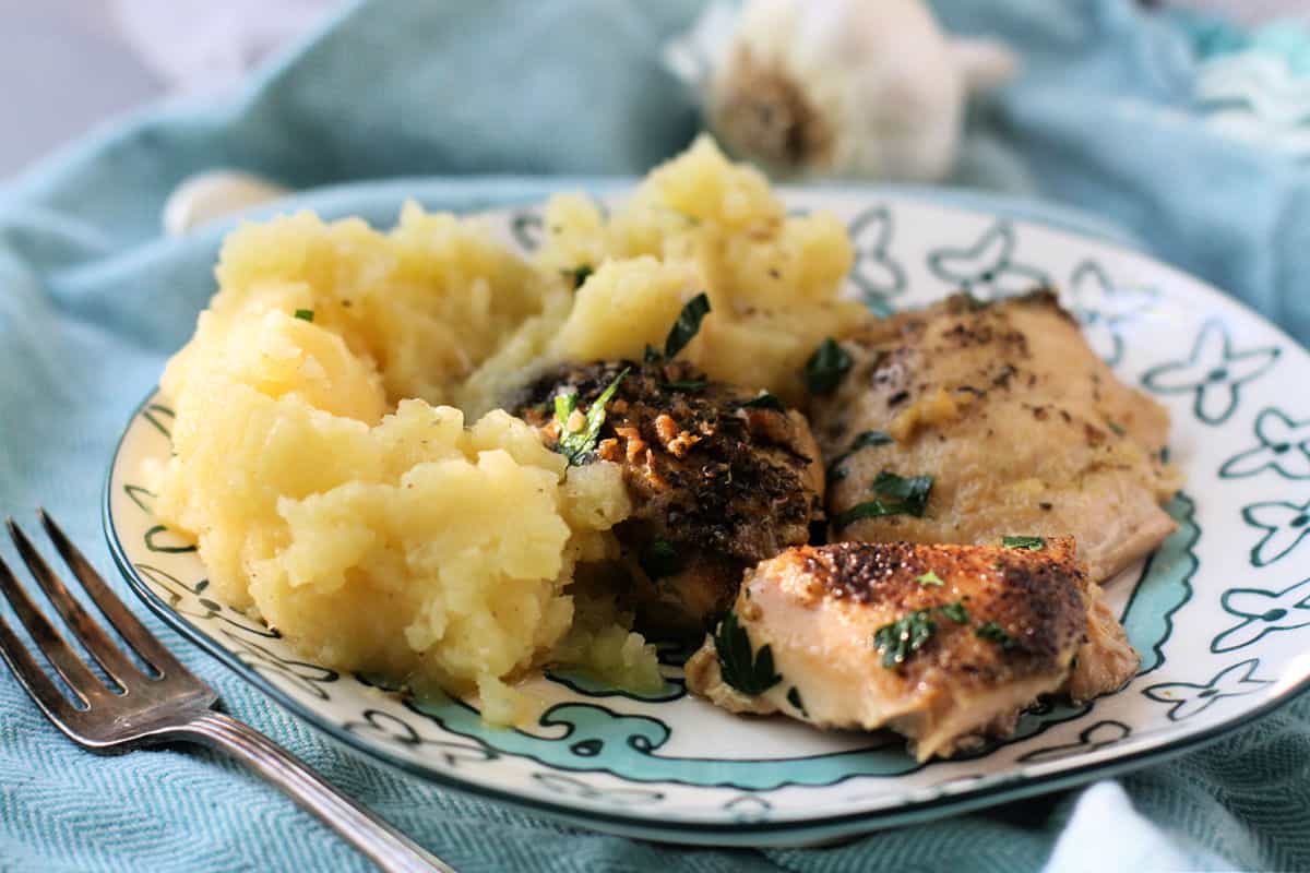 garlic chicken and roasted garlic mashed potatoes