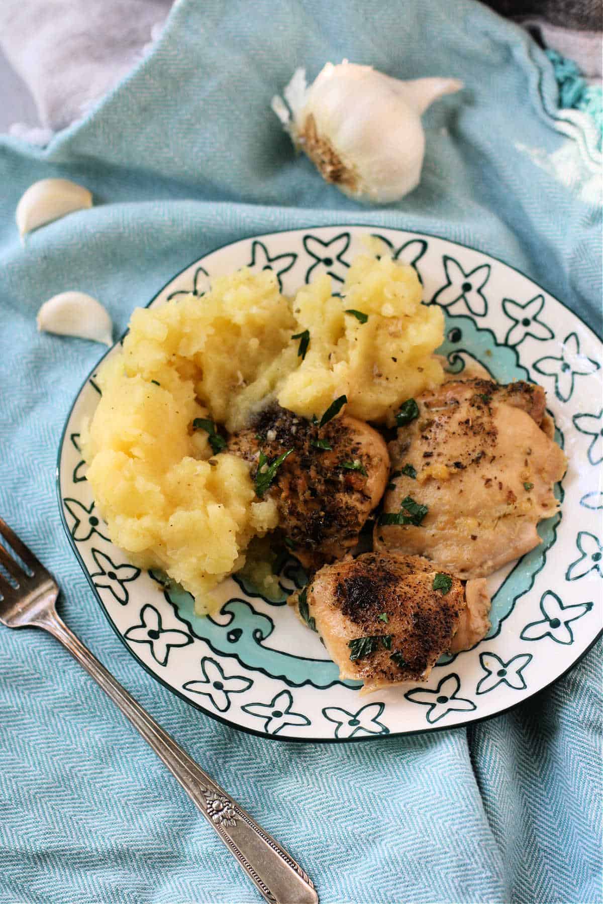 garlic chicken with mashed potatoes