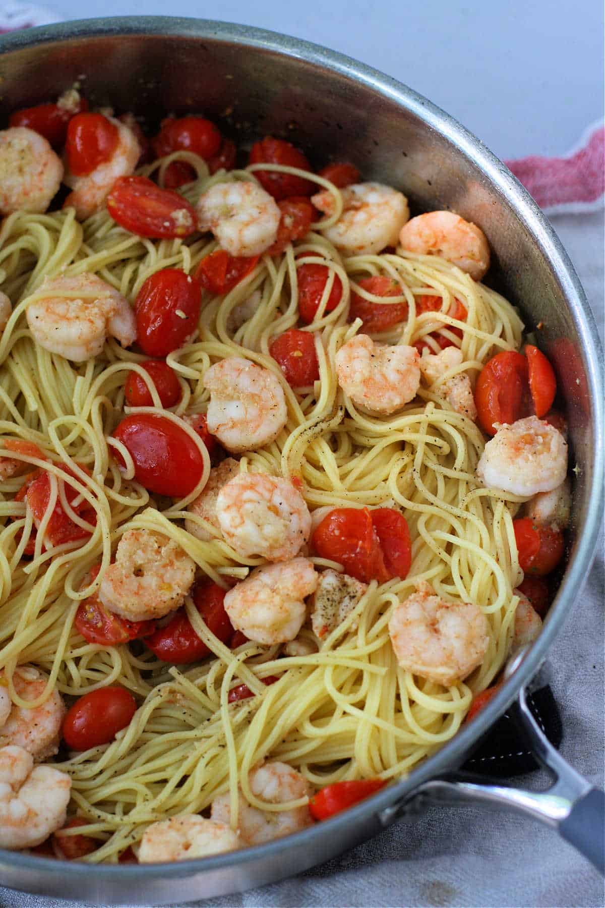 gluten free garlic pasta with shrimp