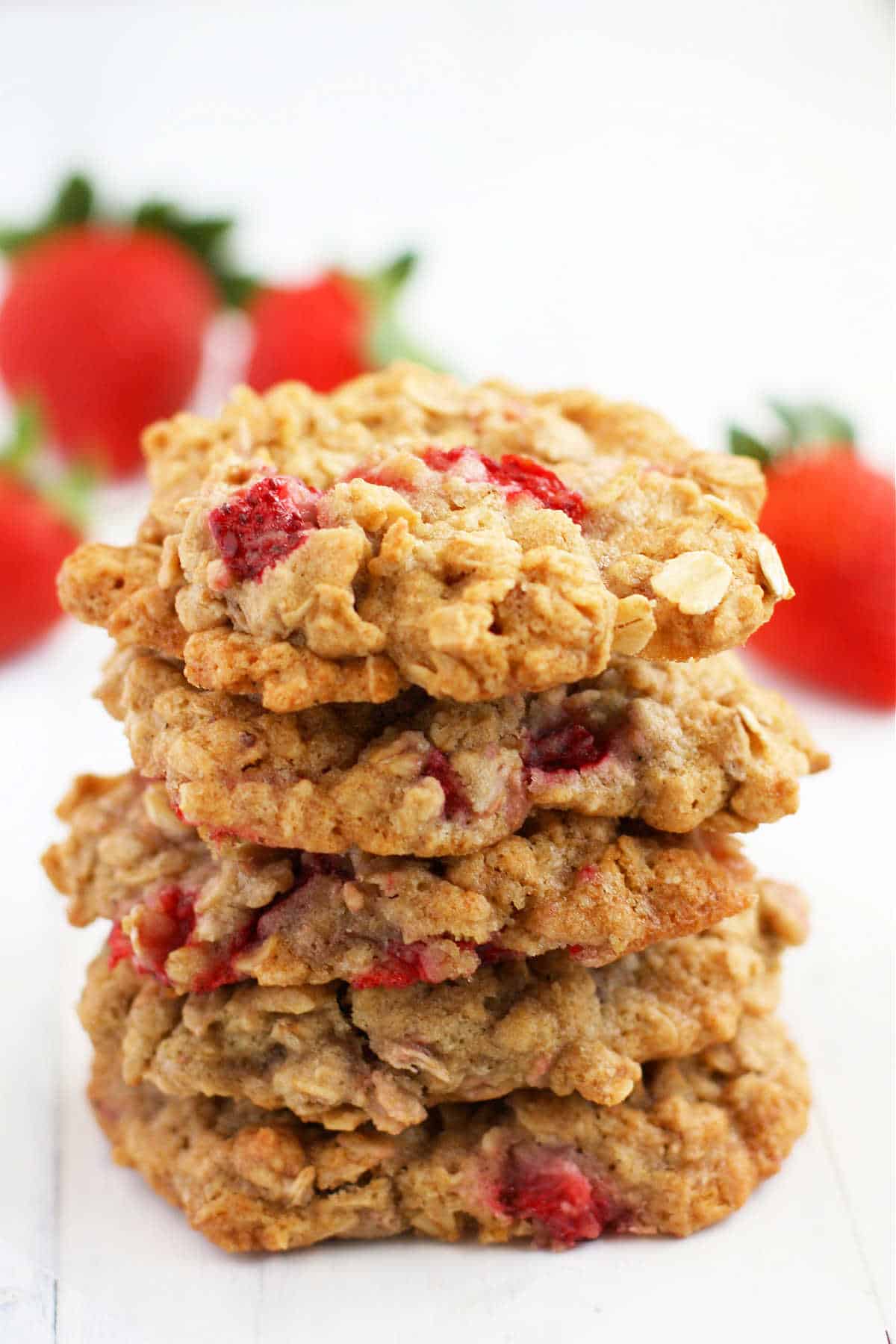 gluten free vegan oatmeal cookies with strawberries
