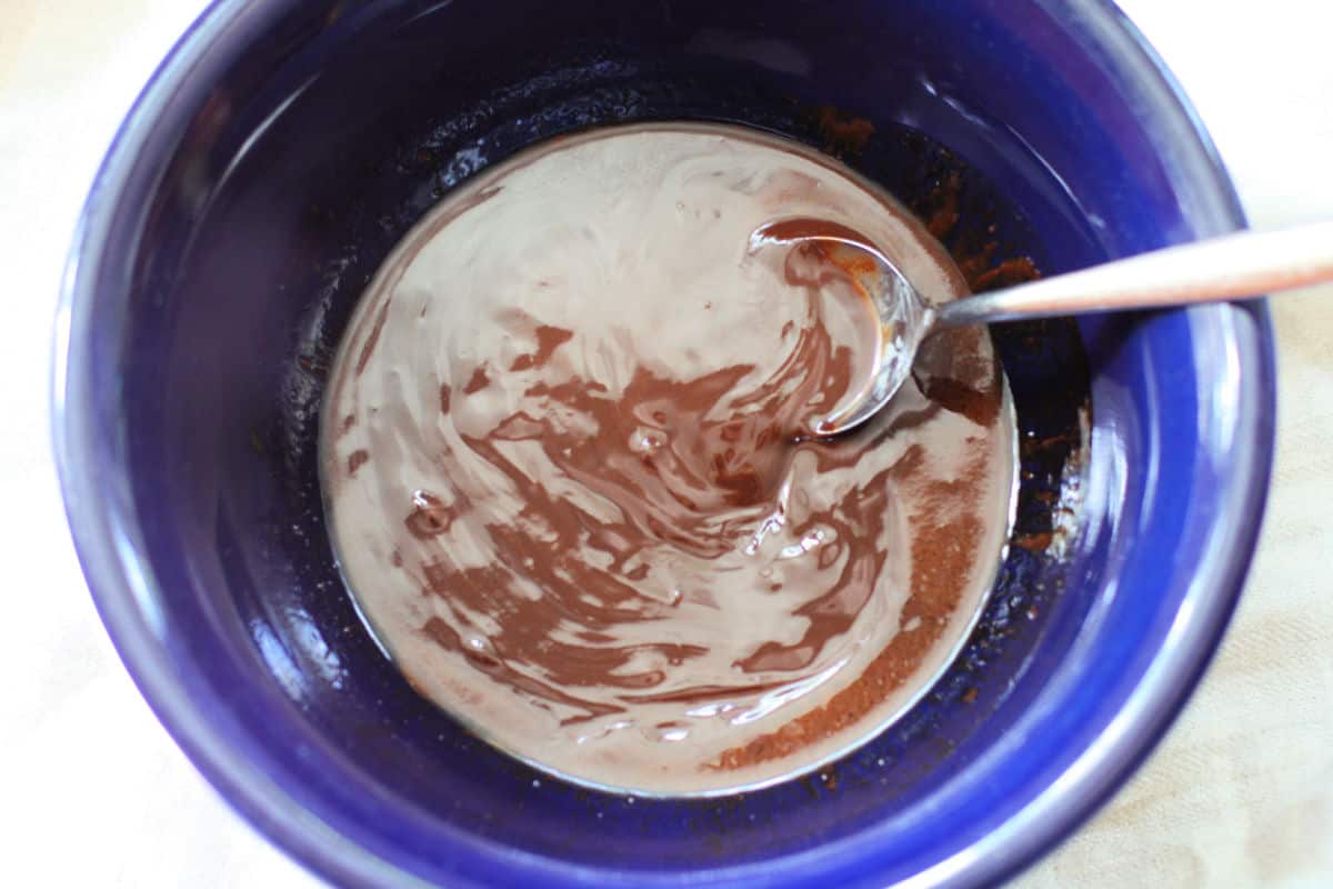 melted chocolate and vegan buttery spread