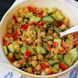 quinoa chickpea salad with honey mustard dressing