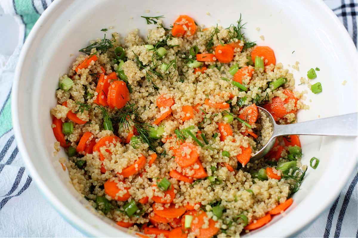 quinoa salad after mixing
