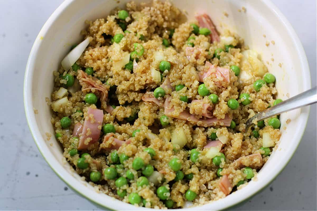 quinoa salad with peas and ham