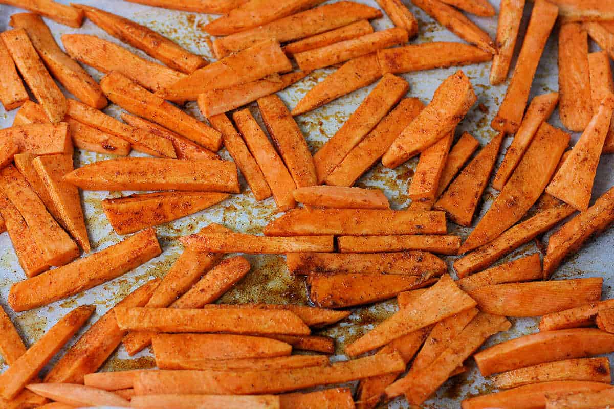 sweet potato fries before baking