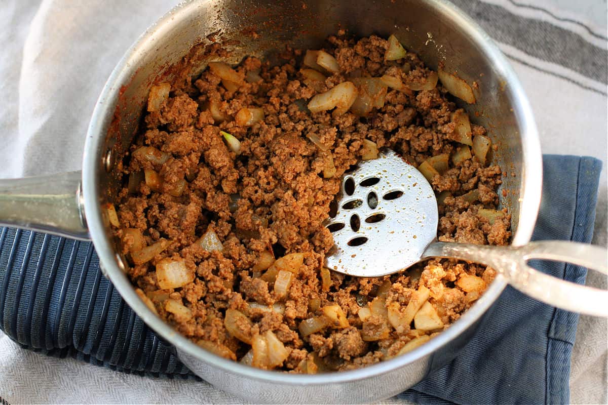 taco meat in a pan