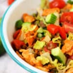 taco salad with lentils and tomatoes