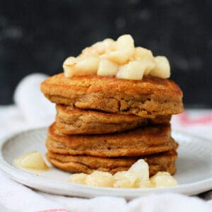 vegan gingerbread pancakes on a plate