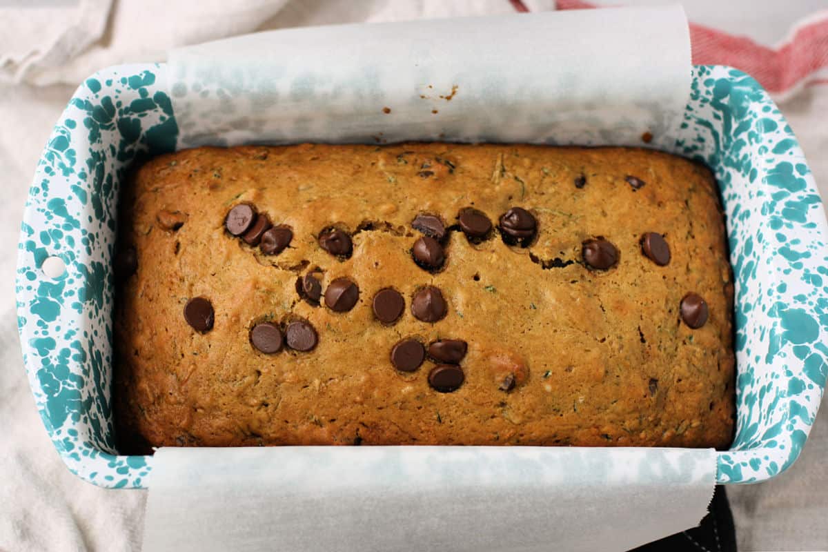 zucchini bread after baking