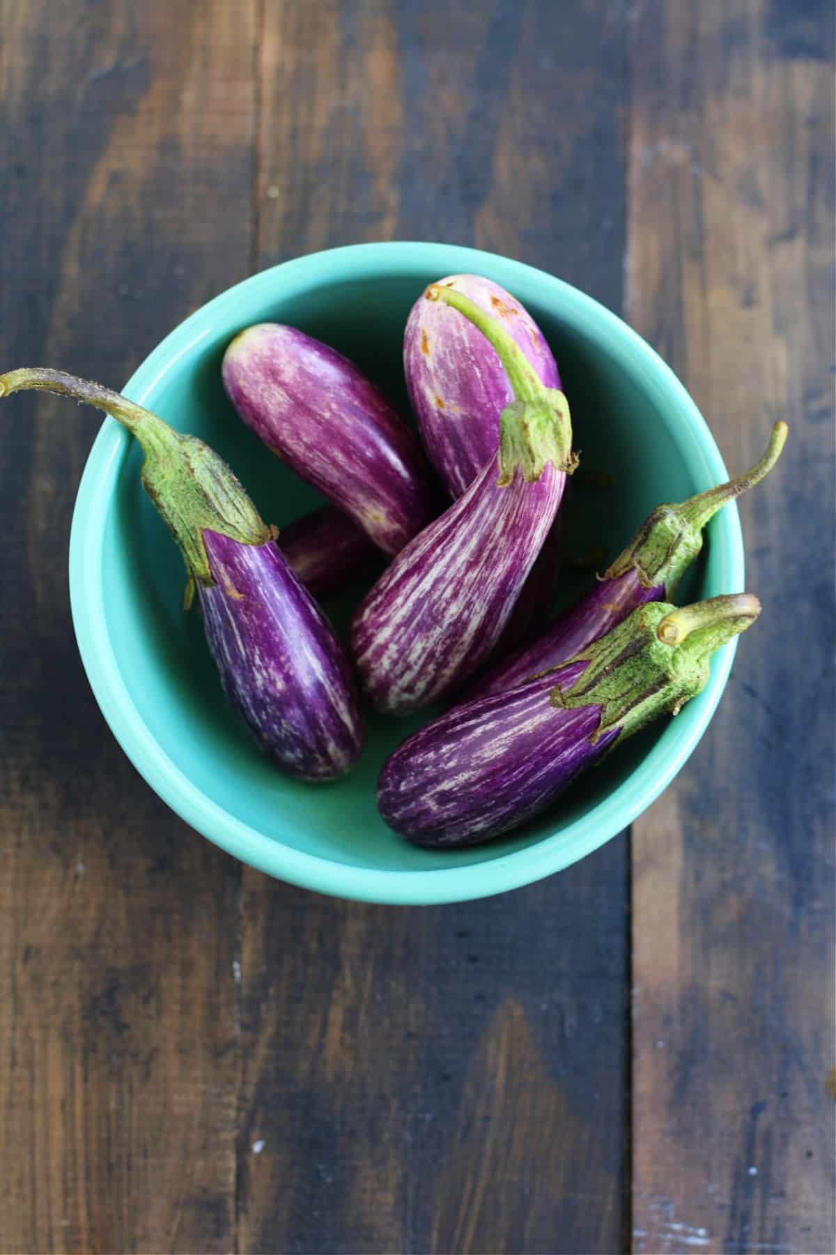 mini asian eggplants in bowl