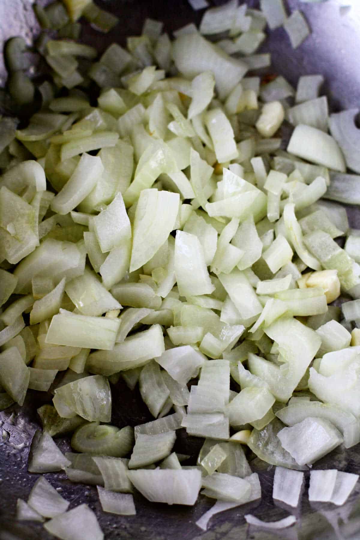 onions cooking in oil