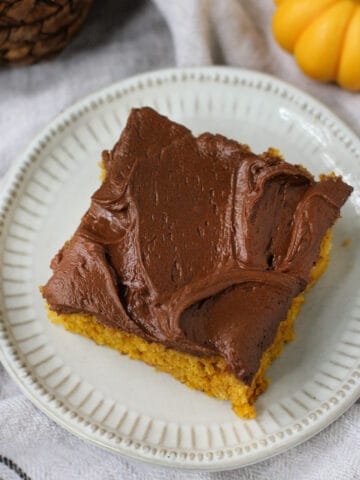 gluten free vegan pumpkin sheet cake with chocolate frosting