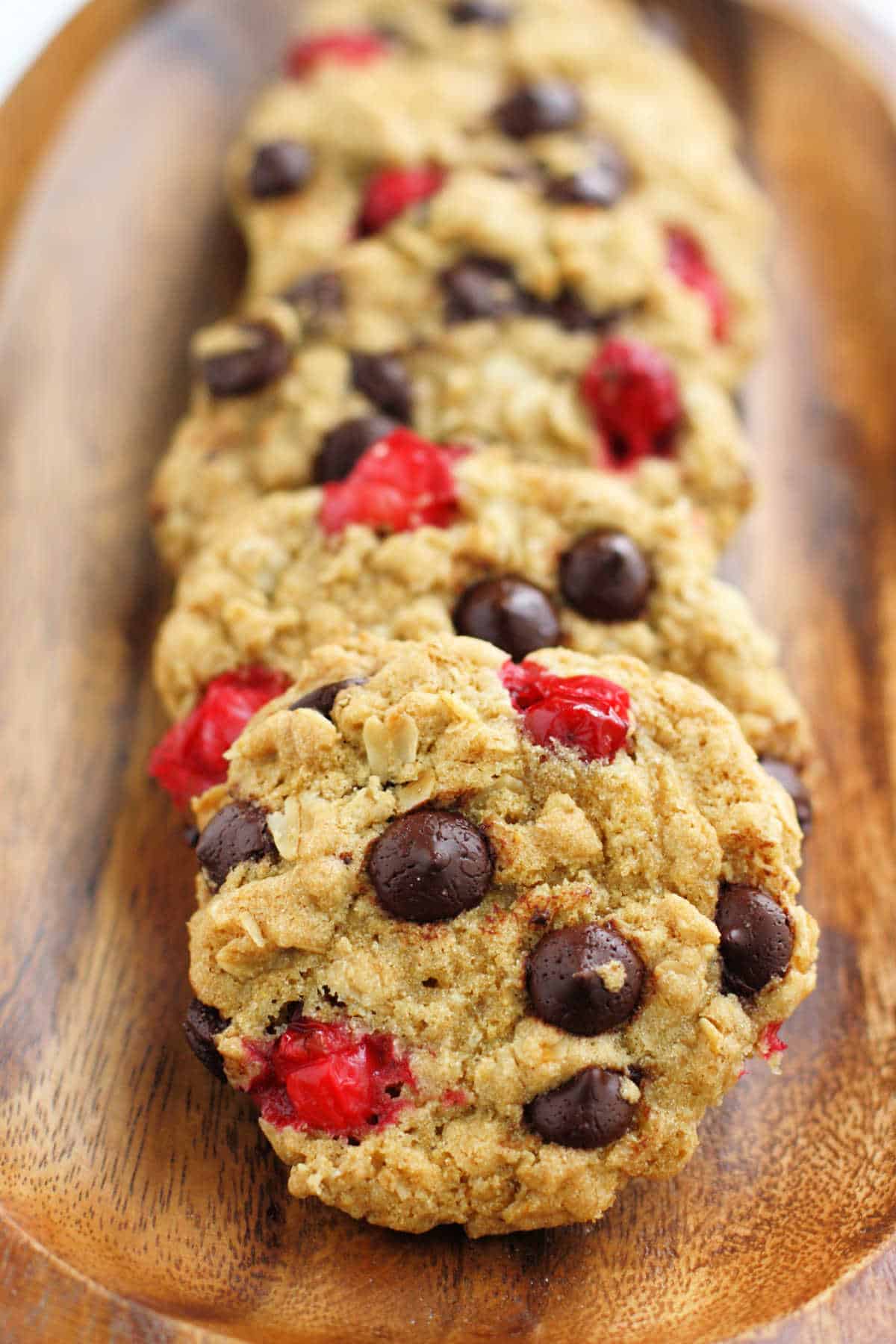 chocolate chip oatmeal cookies with fresh cranberries