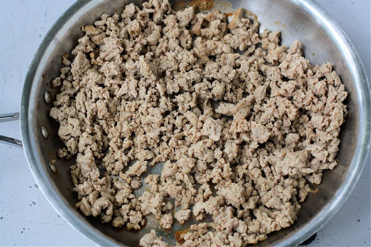 cooked ground turkey in pan