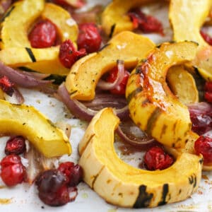 easy roasted delicata squash with cranberries