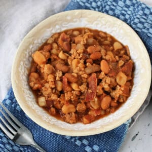 gluten free dairy free cowboy beans with bacon