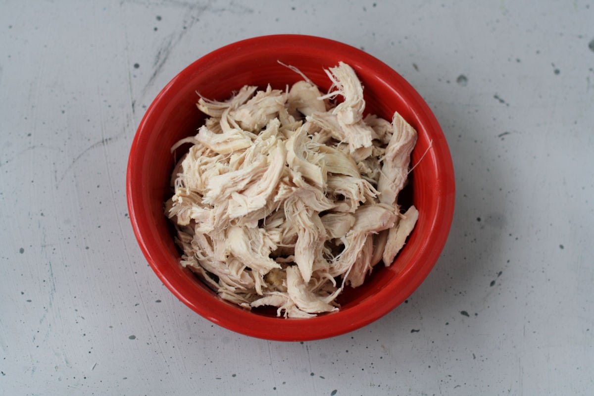 shredded cooked chicken