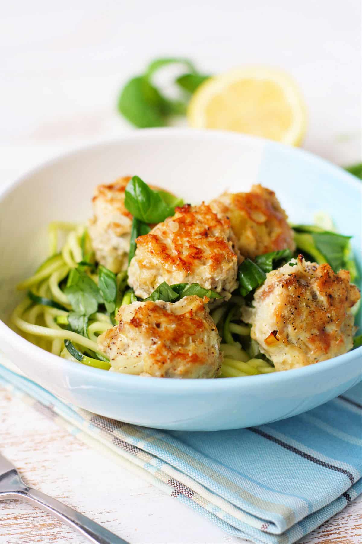 gluten free chicken meatballs with zoodles