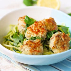 Chicken Meatballs with Zoodles (Gluten and Egg Free).