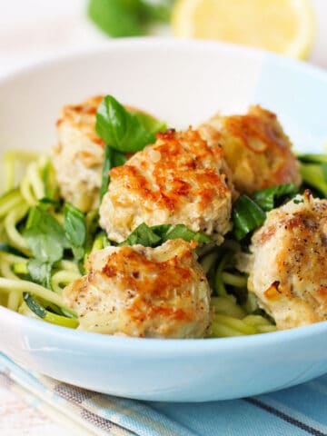 gluten free dairy free chicken meatballs with zoodles