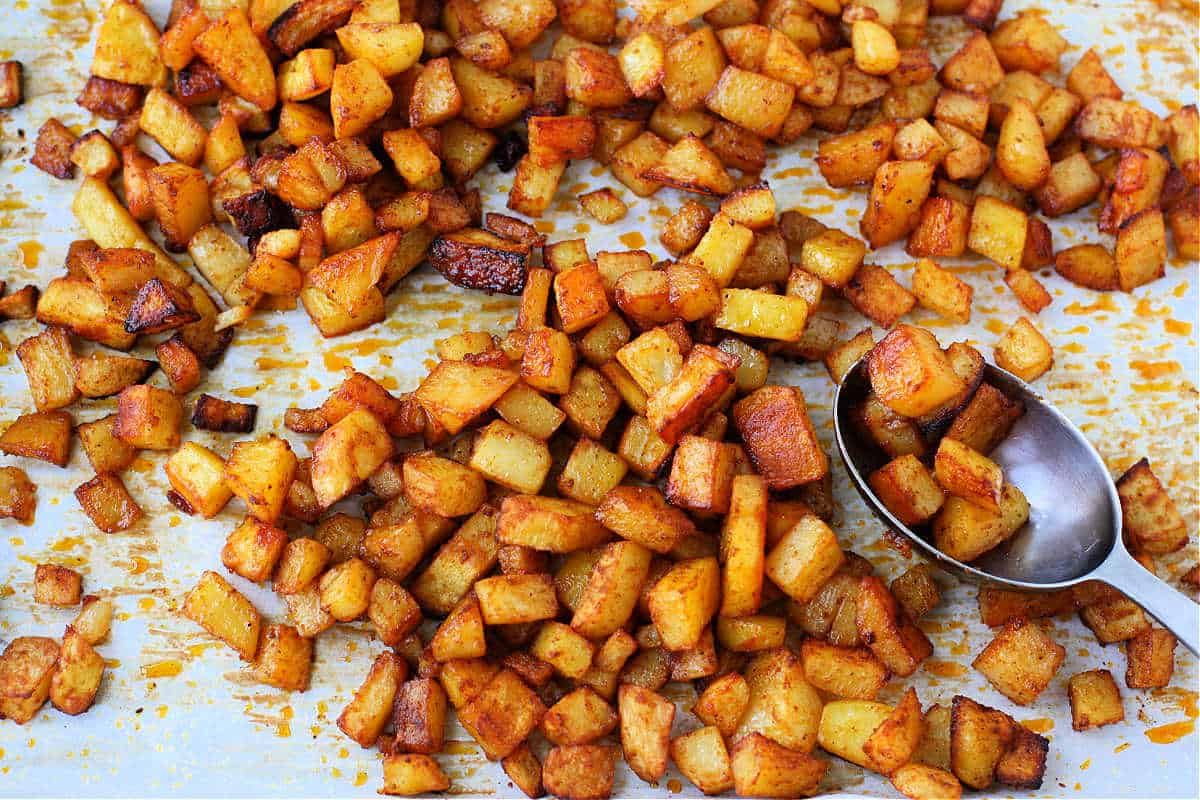seasoned roasted potatoes after baking