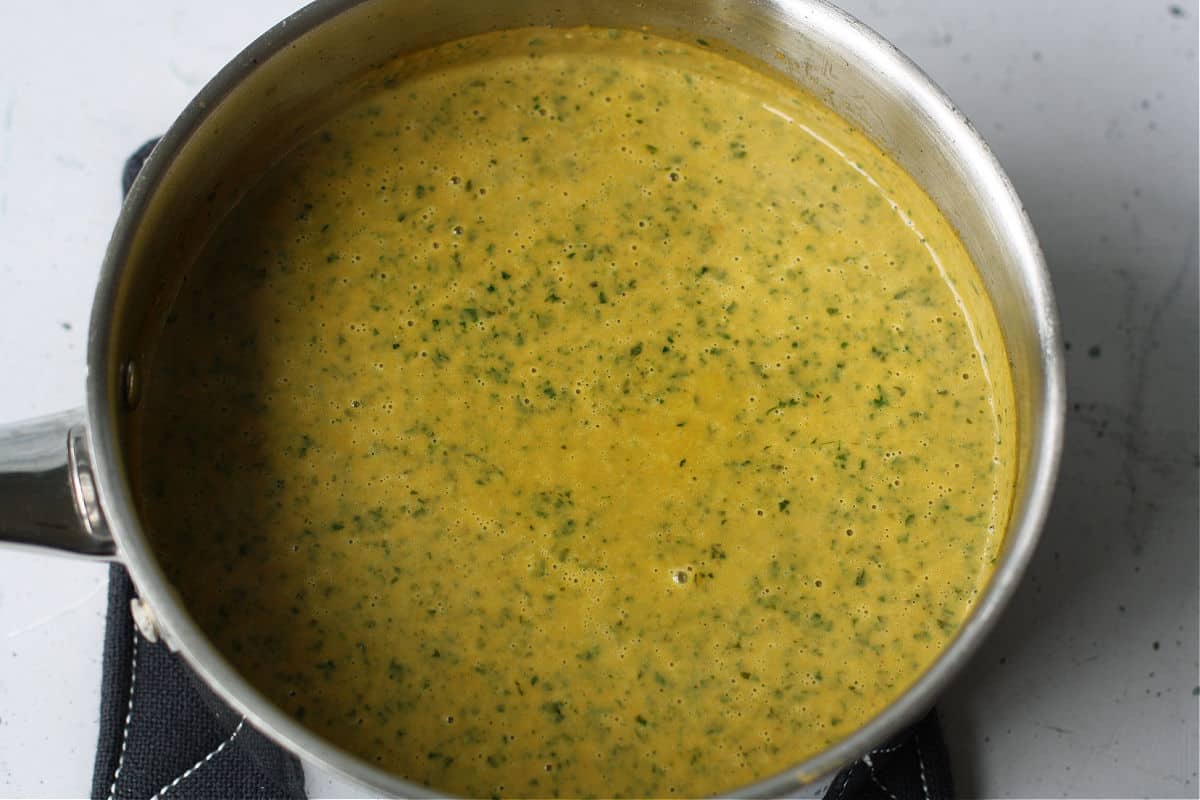sweet potato kale soup after cooking