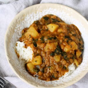 vegan lentil potato curry