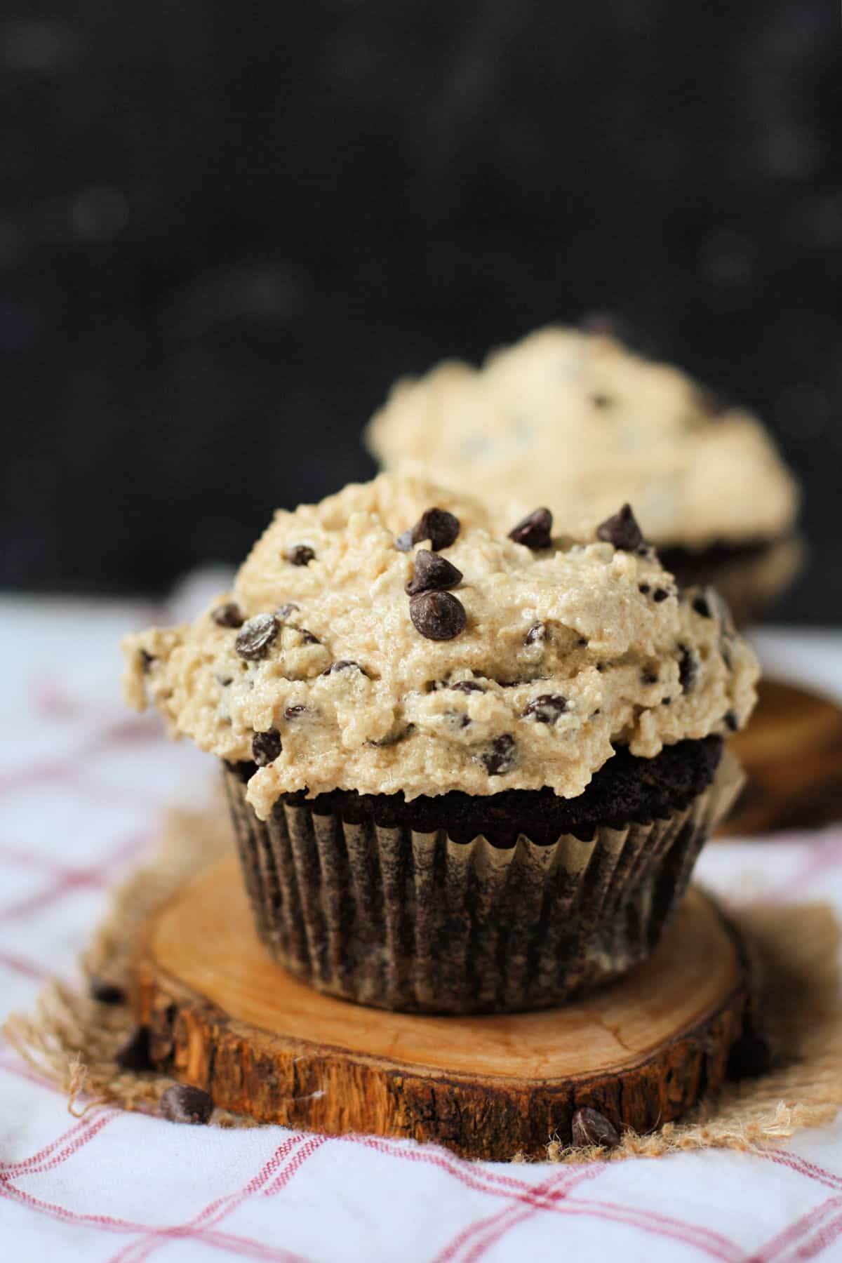 gluten free chocolate cupcakes with cookie dough icing