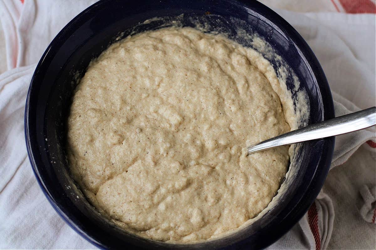 vegan applesauce pancake batter after rising