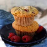 easy dairy free vegan raspberry lemon muffins