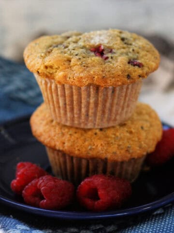 easy dairy free vegan raspberry lemon muffins