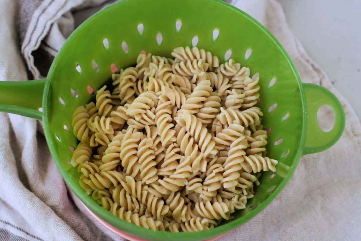 gluten free pasta in colander