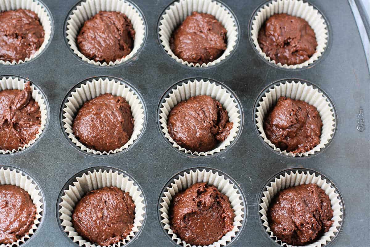 gluten free vegan chocolate cupcakes before baking