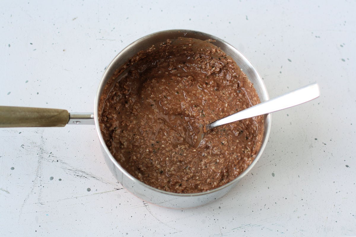 grain free chocolate porridge in pan