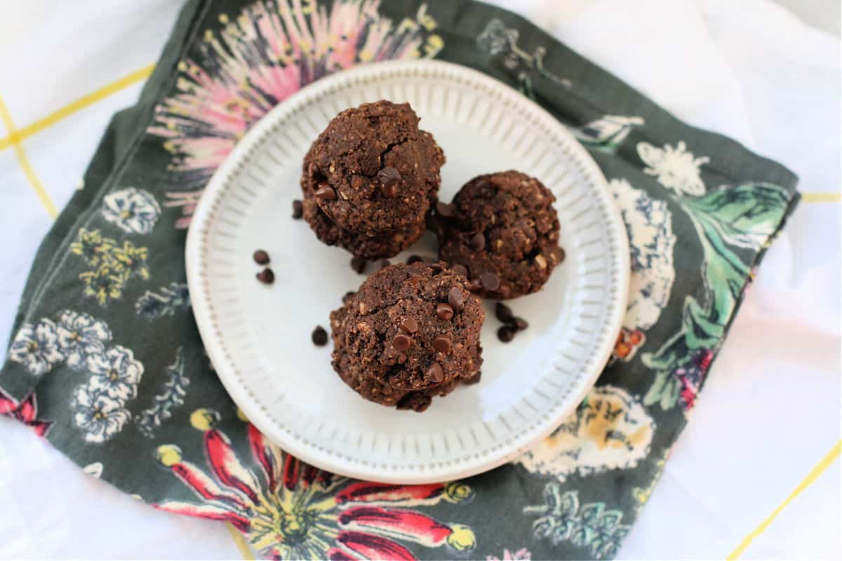 vegan chocolate mini muffins on a plate
