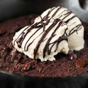 vegan gluten free skillet brownie with ice cream
