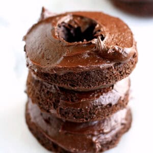 gluten free vegan chocolate donuts with frosting