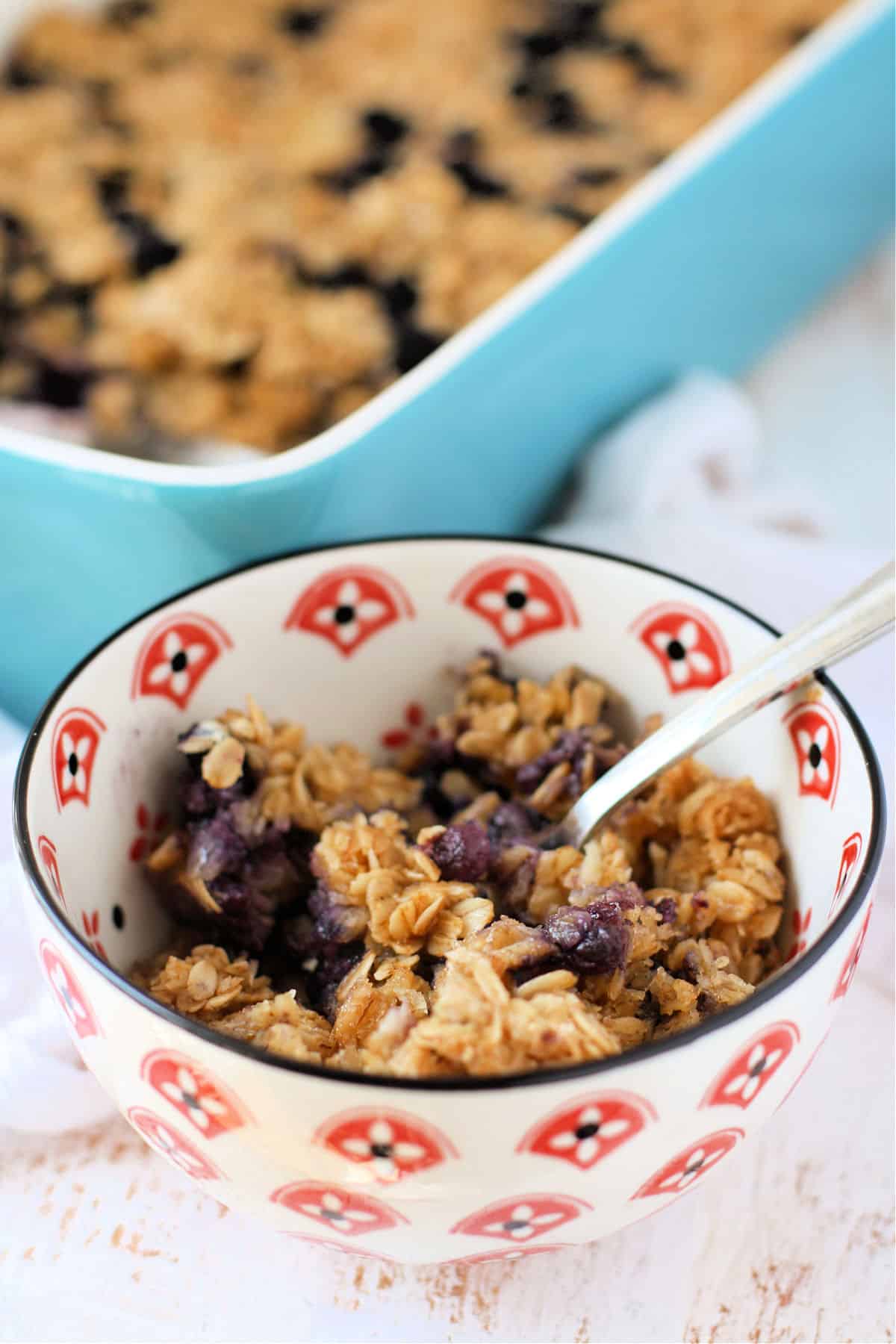 serving of blueberry banana baked oatmeal