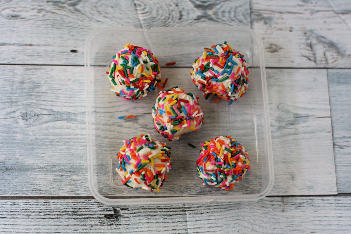 ice cream balls dipped in sprinkles