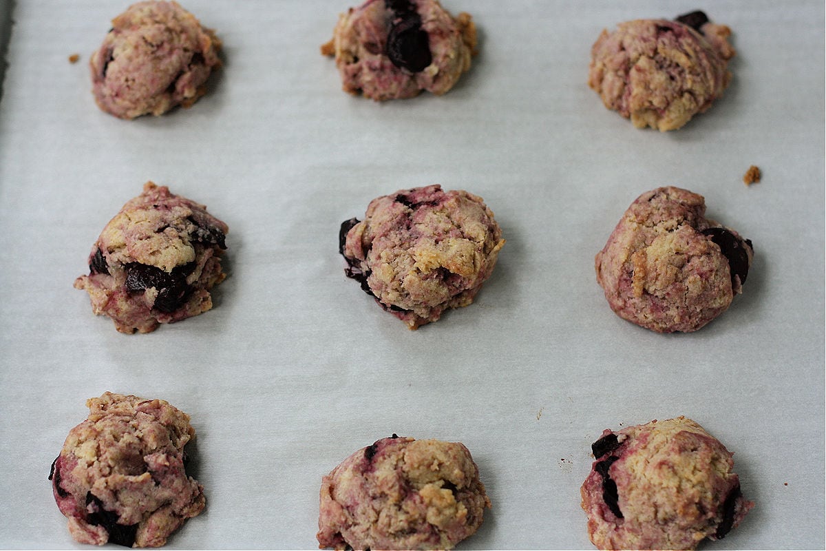 gluten free cherry cookies after baking