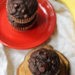 vegan dairy free chocolate banana muffins