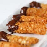 vegan gluten free oatmeal lace cookies with chocolate