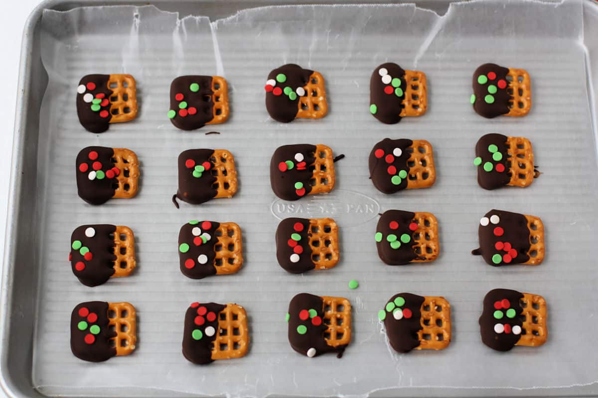 dairy free chocolate covered pretzels after chilling