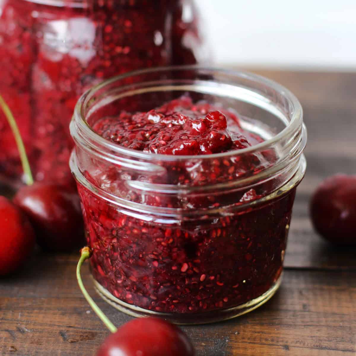 easy cherry chia seed jam